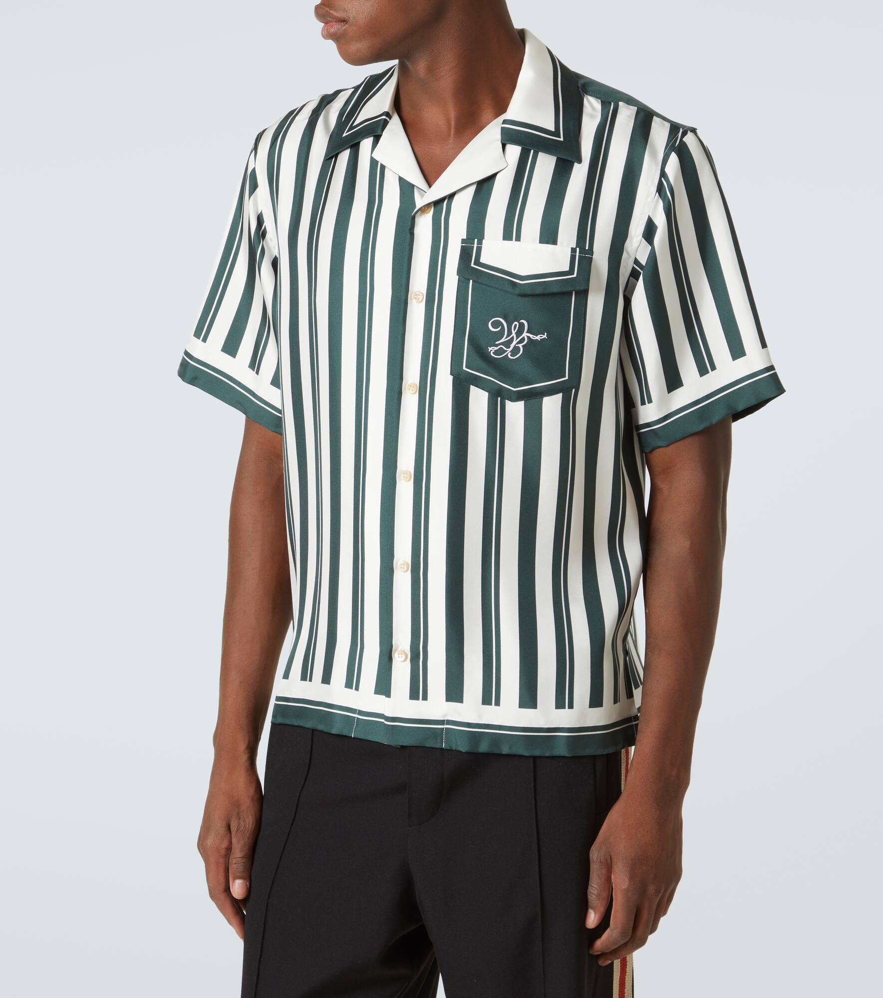 June striped silk bowling shirt - 3