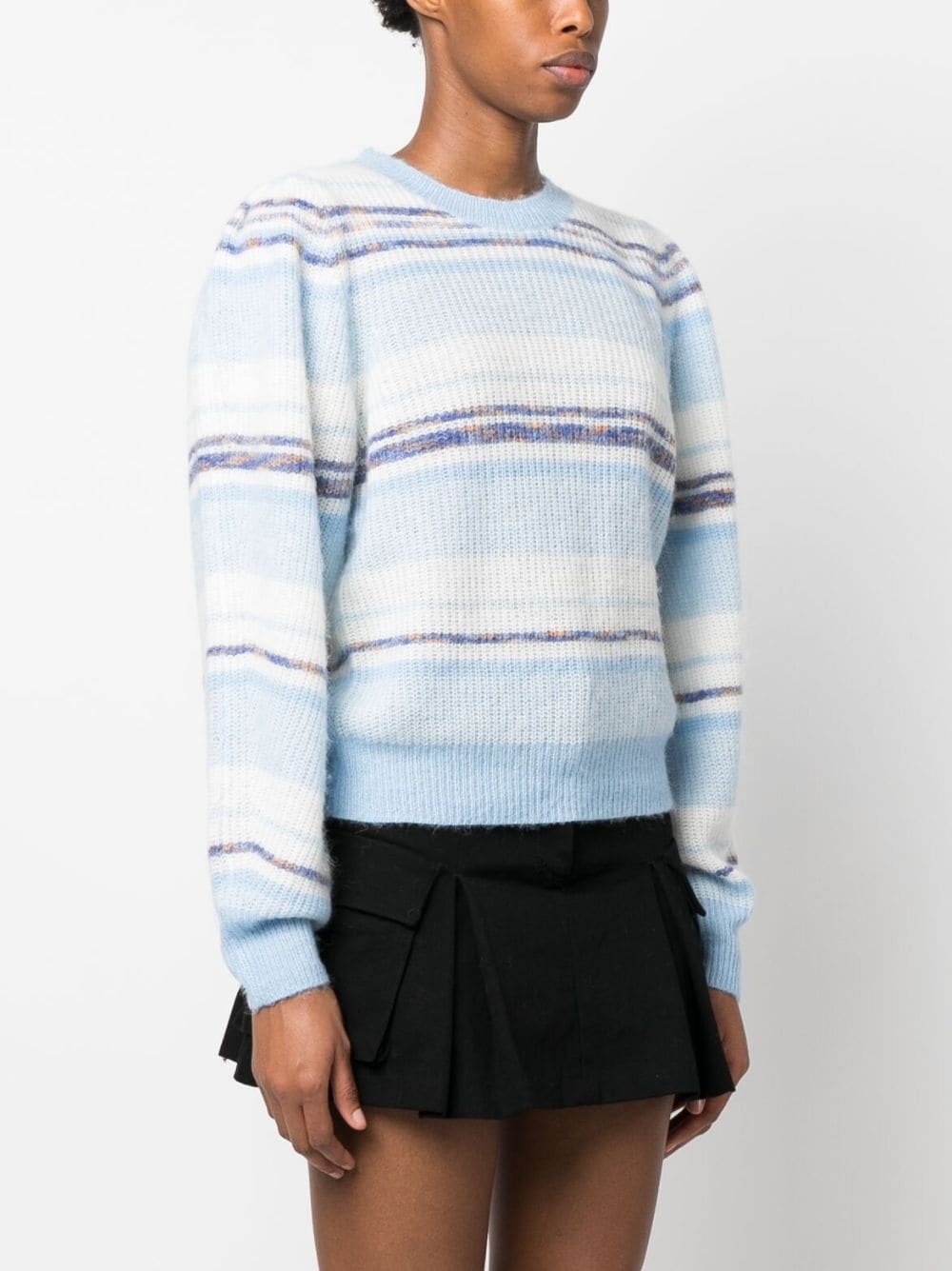 stripe-pattern crew-neck sweatshirt - 3