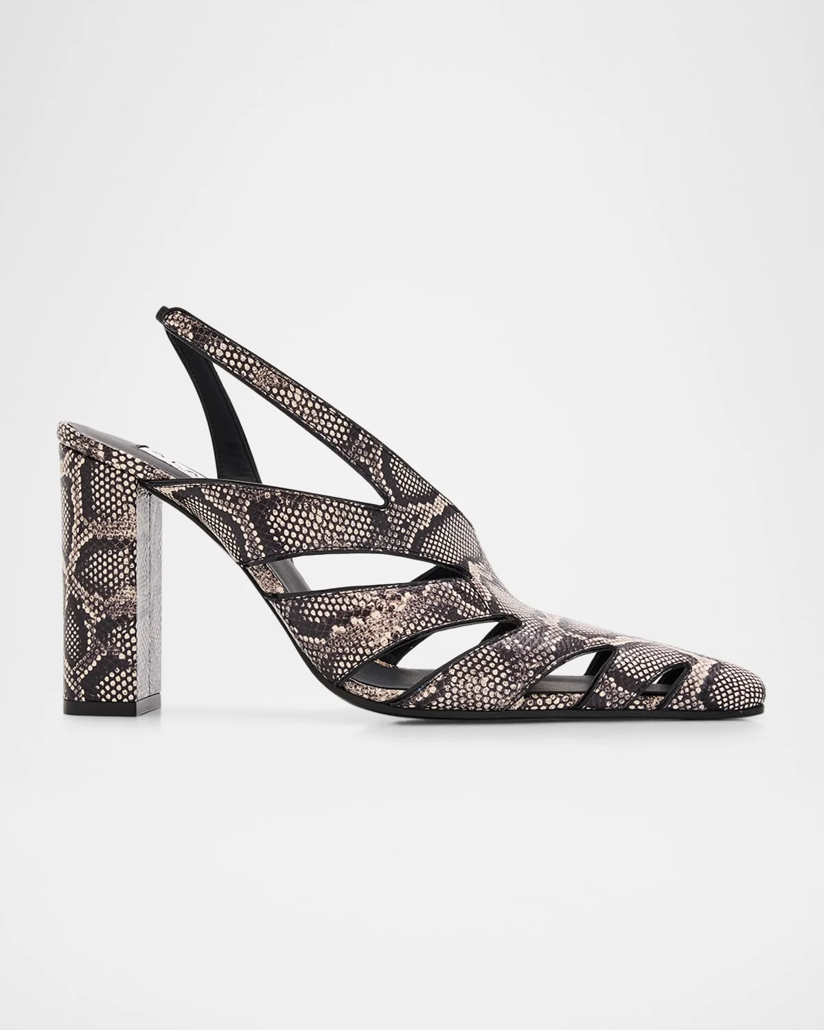 Snakeskin Leather Cutout Slingback Pumps - 1