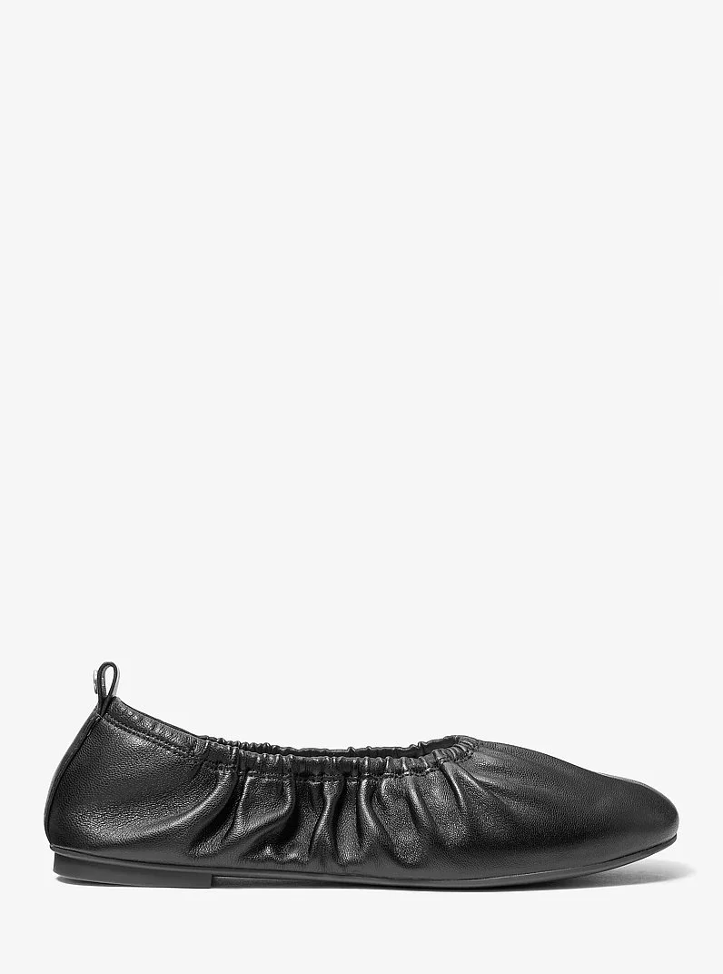 Bri Ruched Leather Ballet Flat - 1