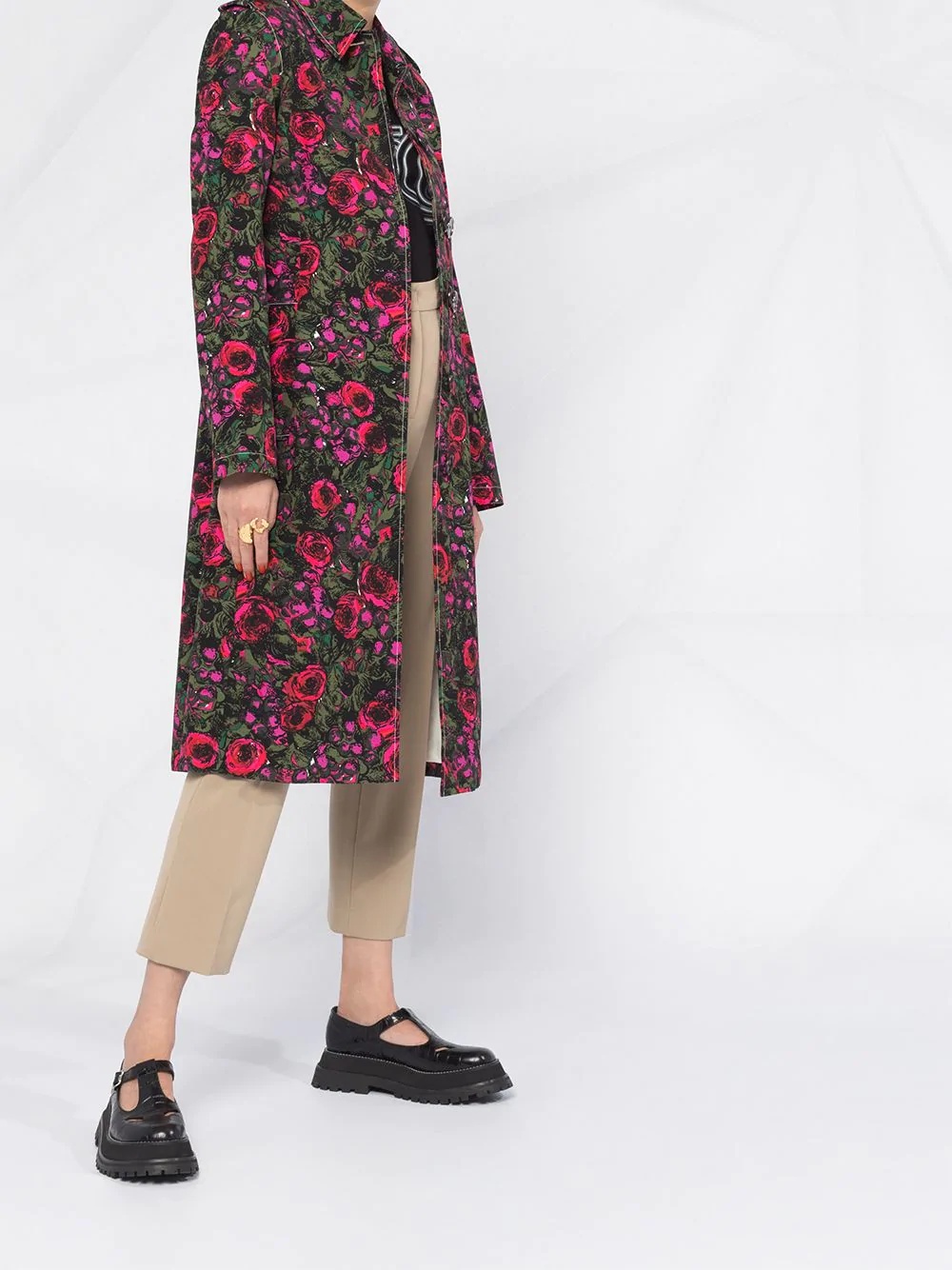 floral print tailored coat - 4