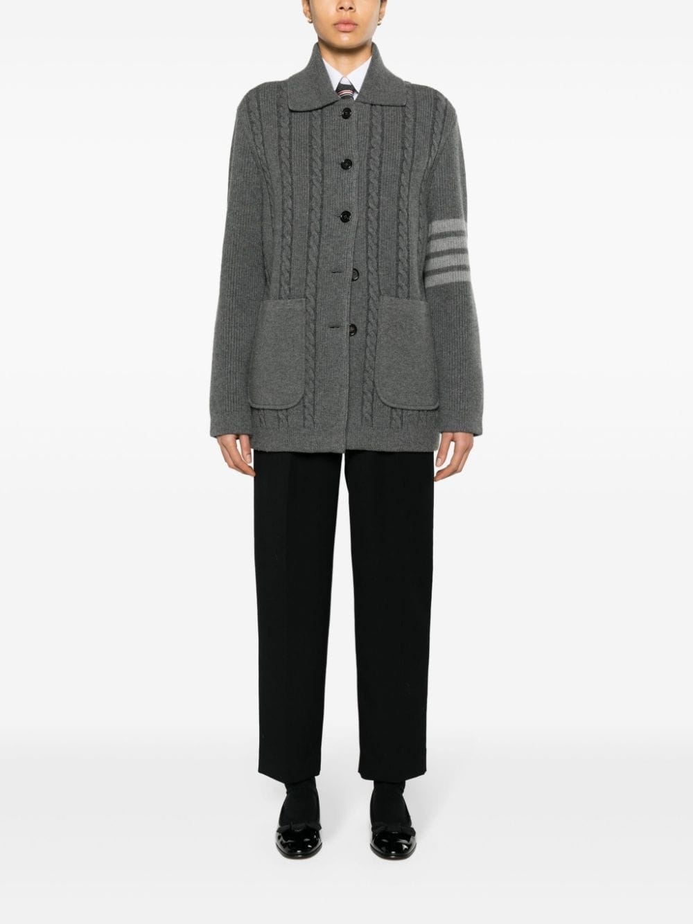 cable-knit bomber jacket - 2