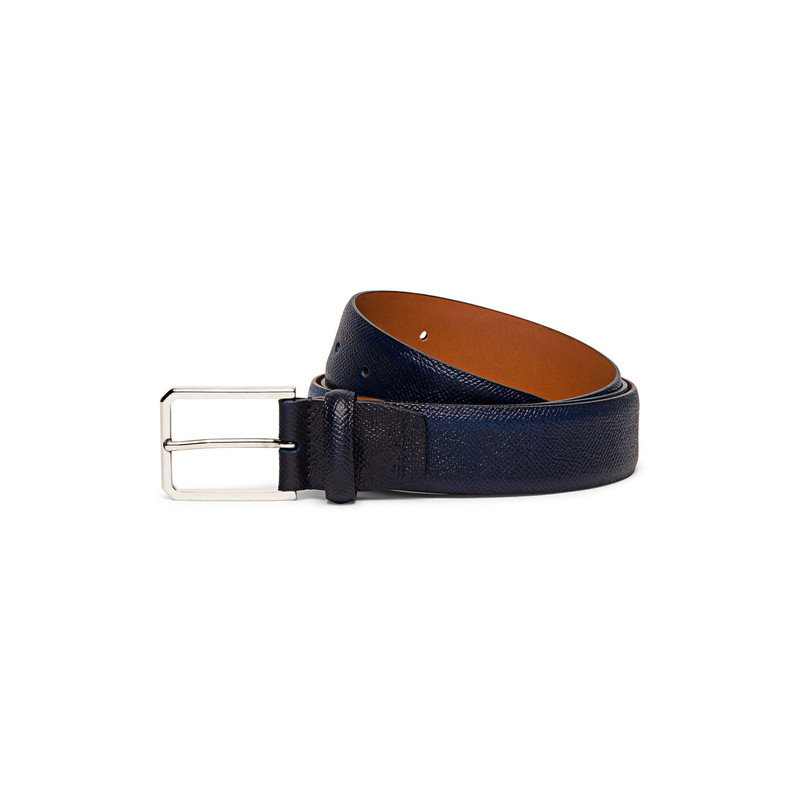 Adjustable blue Saffiano leather belt 1