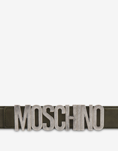 Moschino LETTERING LOGO ANTIQUED CALFSKIN BELT outlook