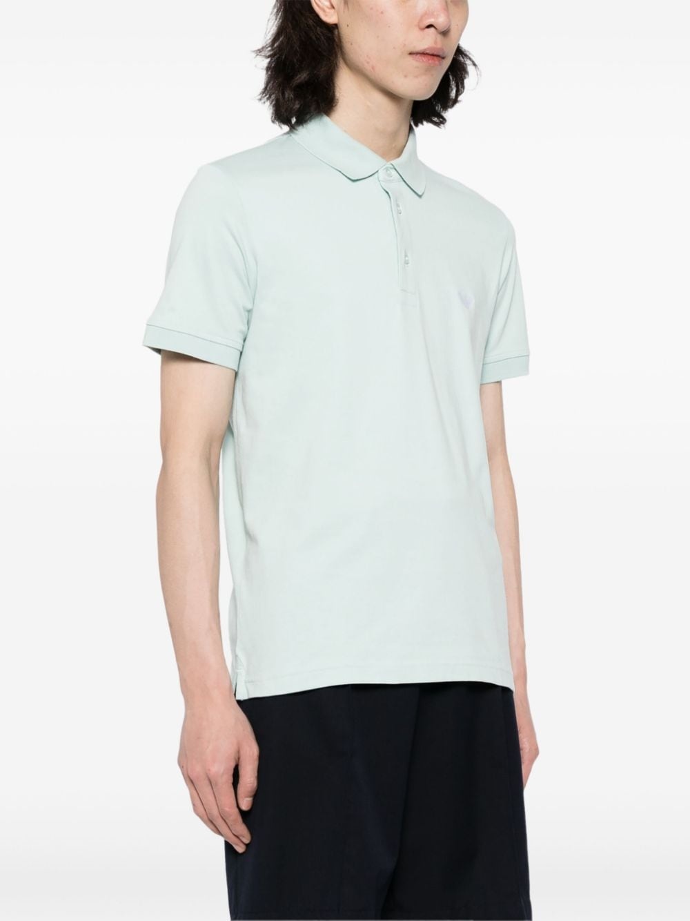 logo-embroidered cotton polo - 3