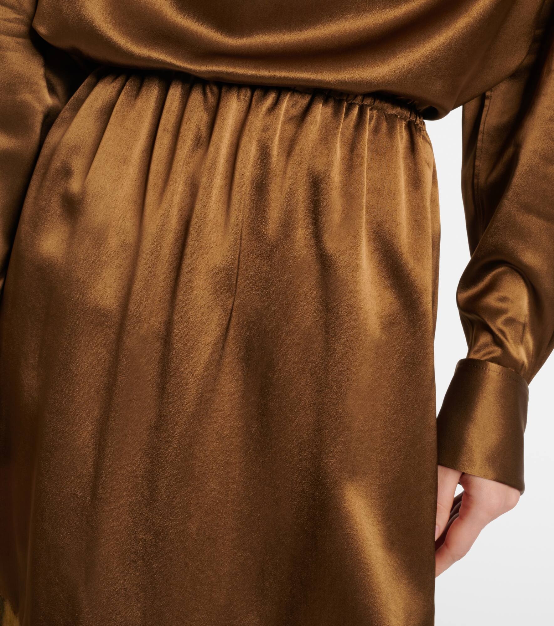 Burberry Check fringed satin midi skirt - 4
