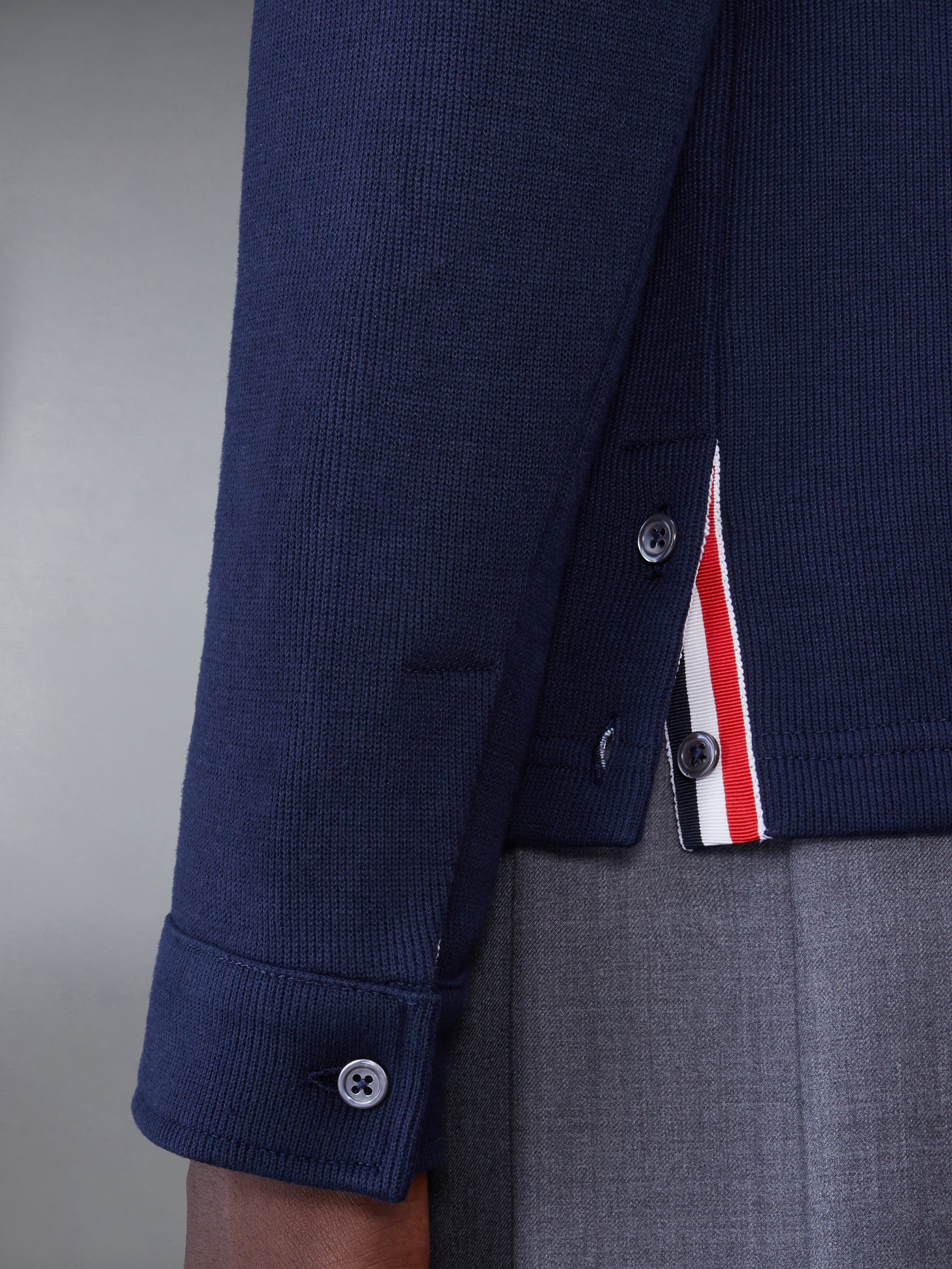COTTON DOUBLE FACE KNIT 4-BAR SHIRT JACKET - 4