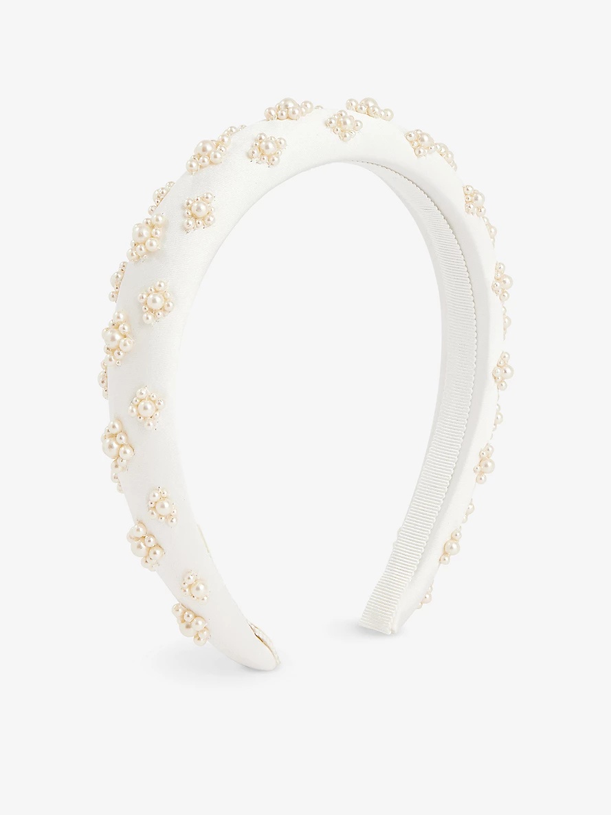 Margot pearl-embellished silk headband - 1