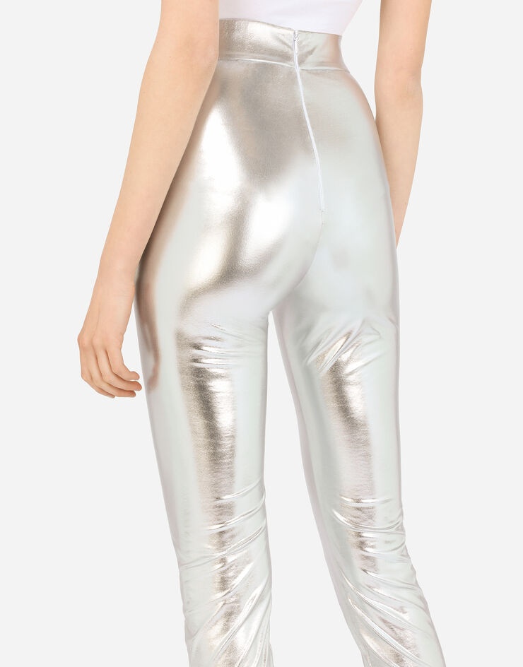 Foiled jersey leggings with draping - 5