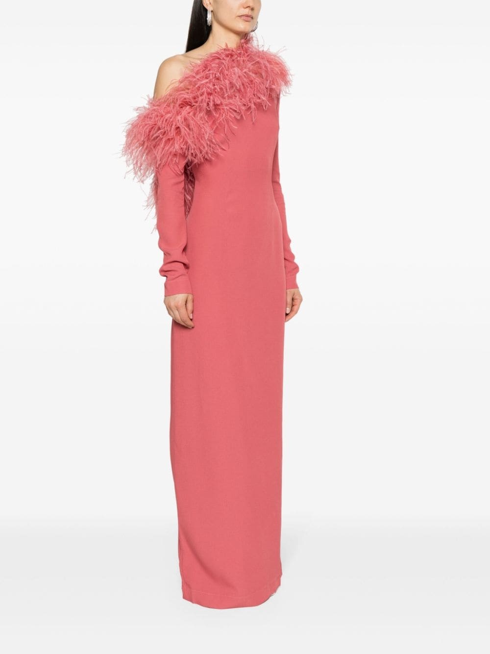 Garbo feather-trim maxi dress - 3