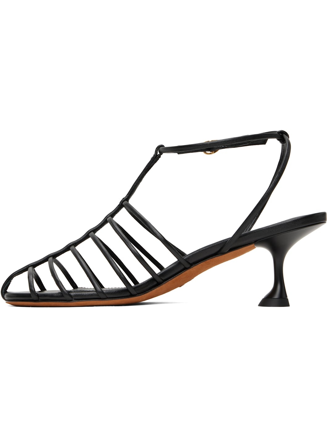 Black Tee Cage Heeled Sandals - 3
