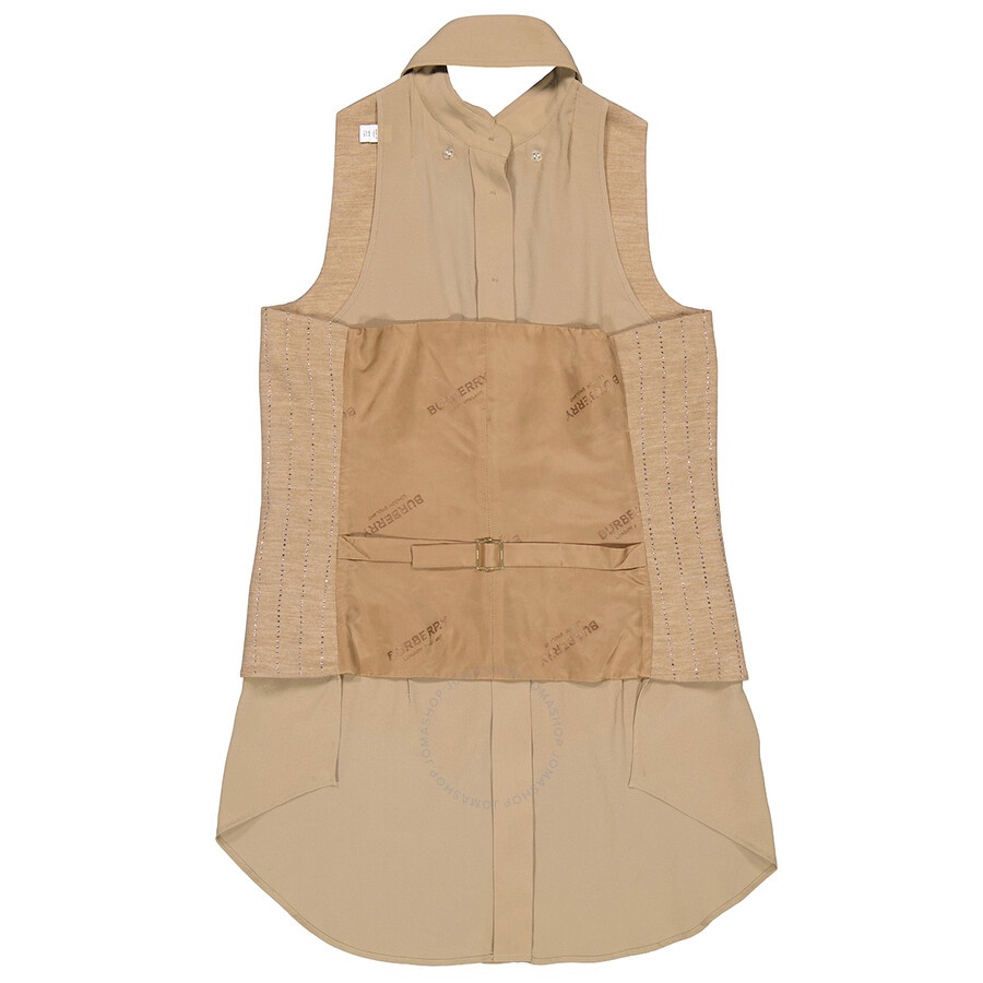 Burberry Pecan Melange Shirt Detail Wool Blend Waistcoat - 2