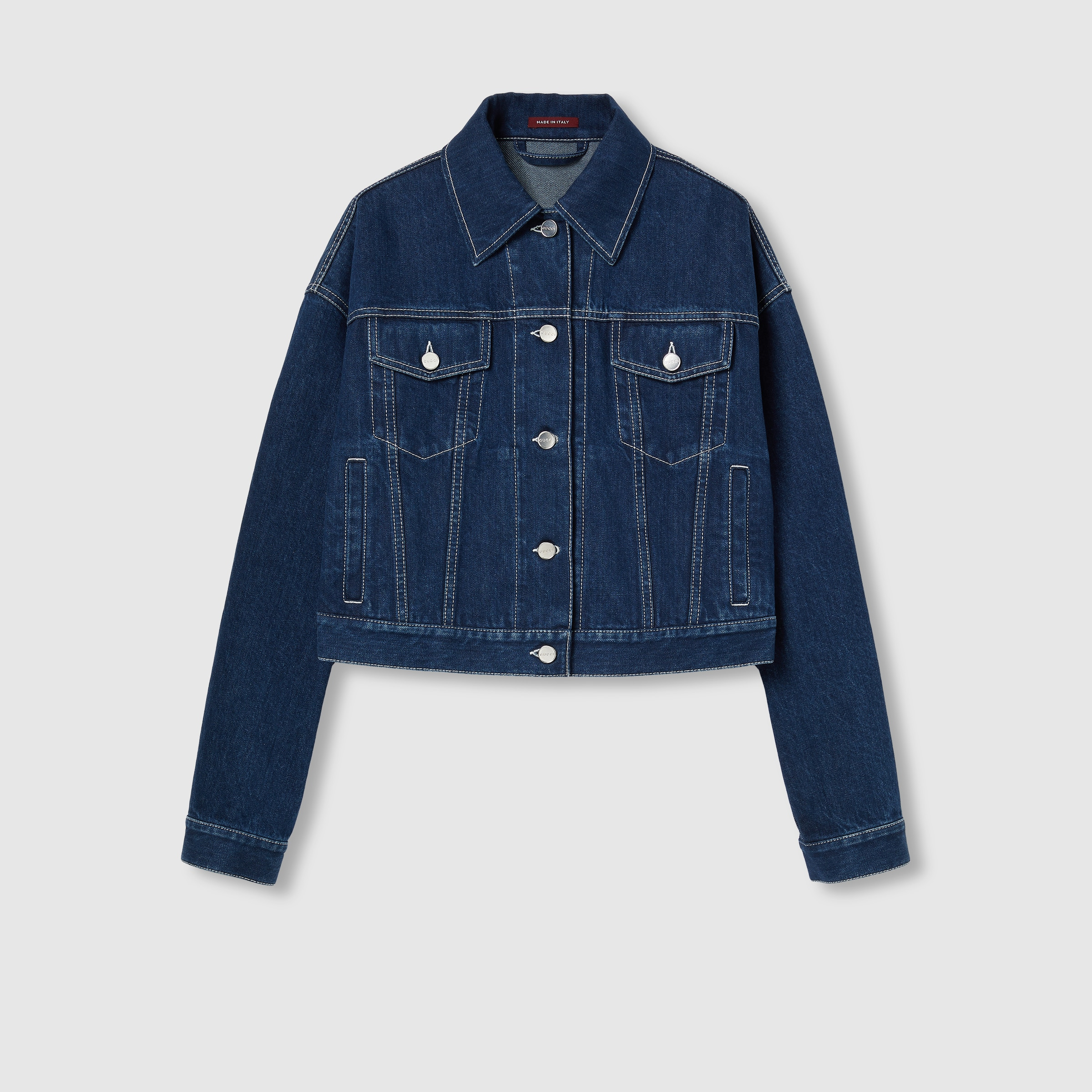 Relaxed cropped fit denim jacket - 1