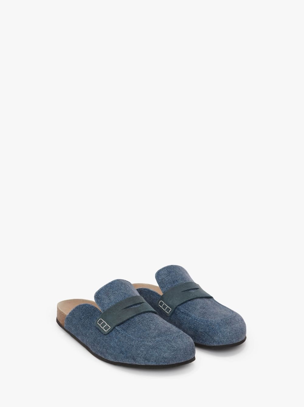 VELVET PRINTED DENIM LOAFER MULES - 2