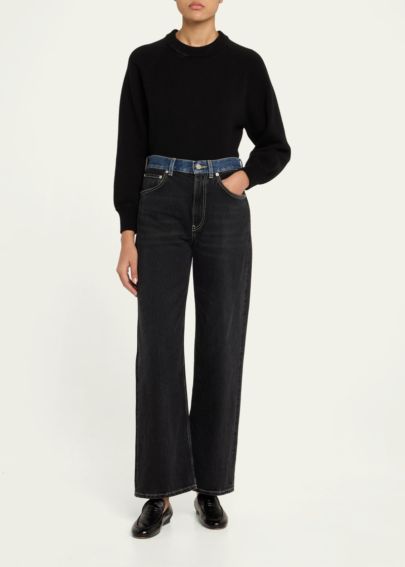 6397 Contrast Waistband Wide-Leg Jeans outlook
