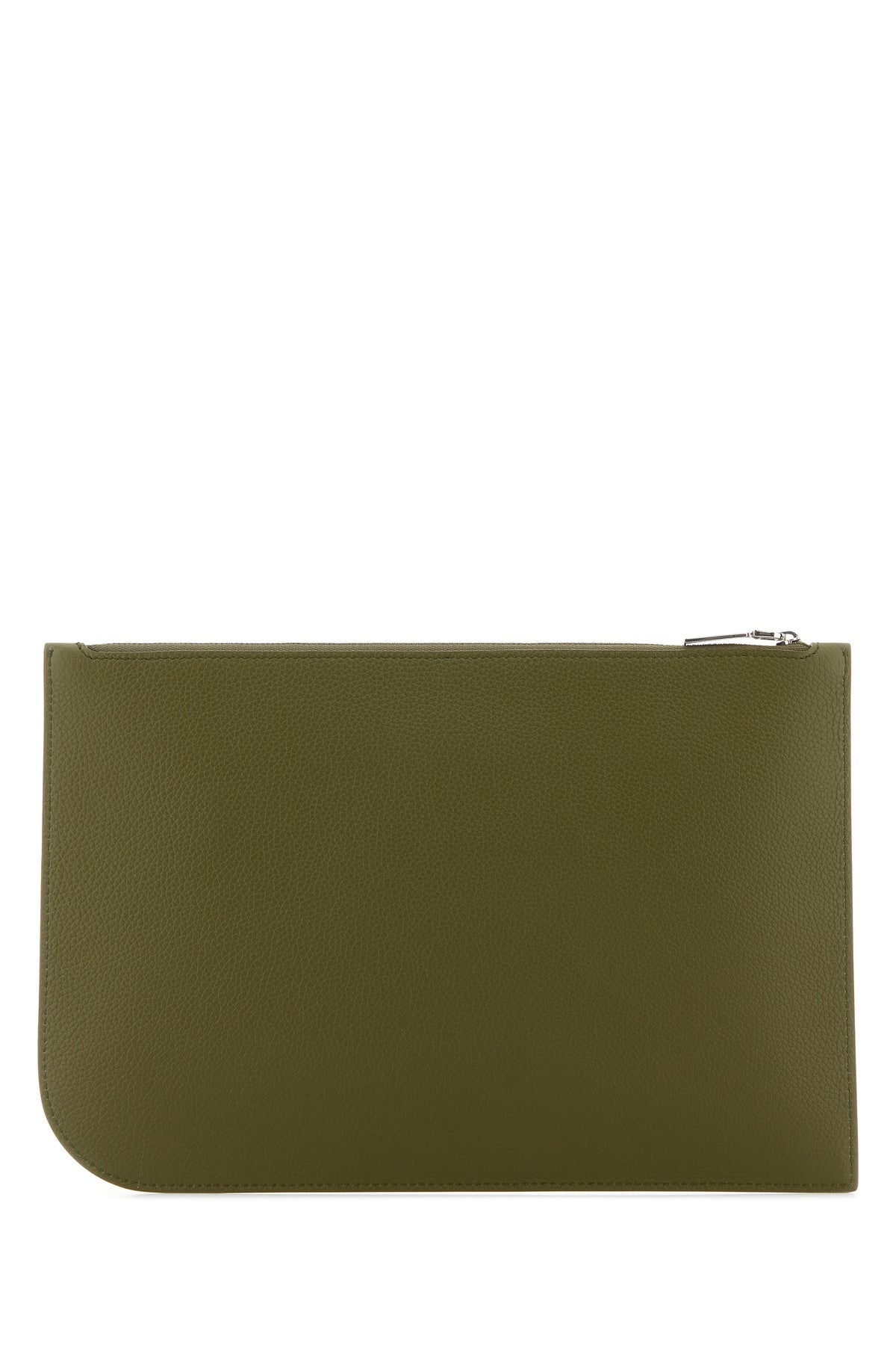 Olive green leather large Sling pouch - 3