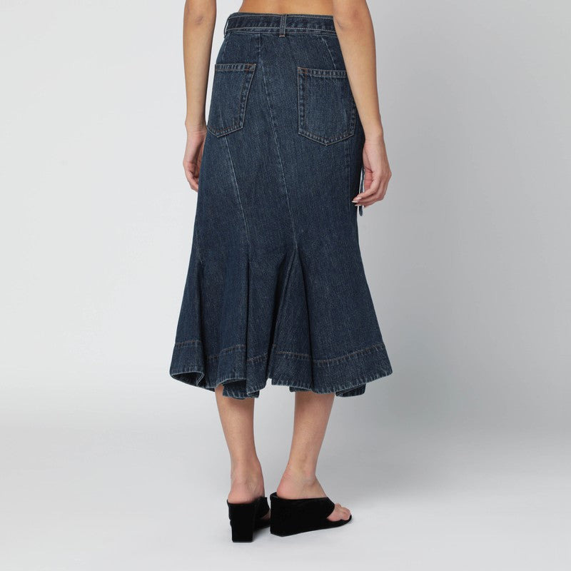 Sacai Asymmetric Blue Denim Skirt Women - 2