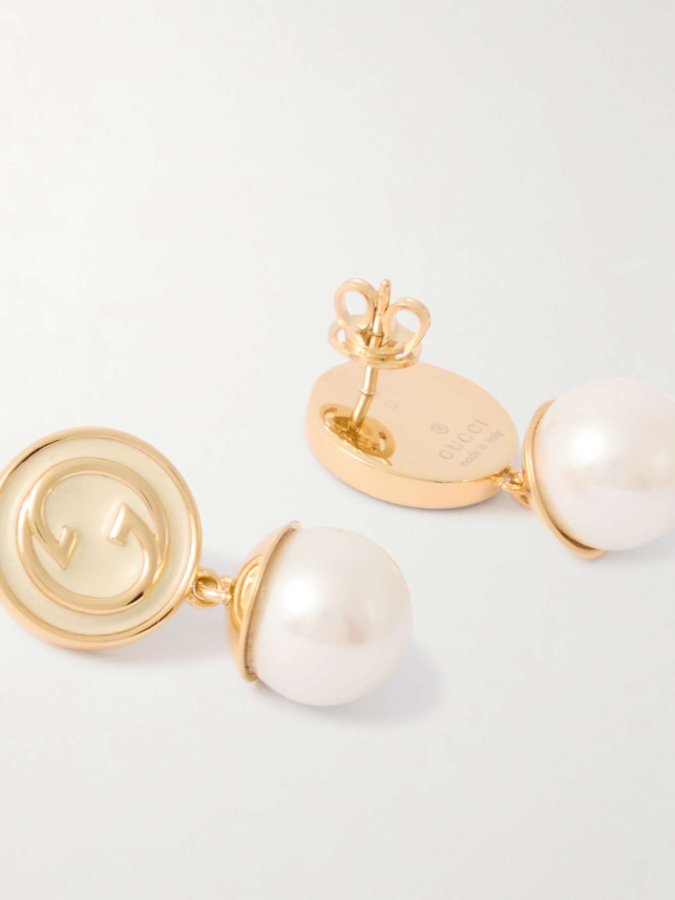 Blondie gold-tone, faux-pearl and enamel earrings - 3