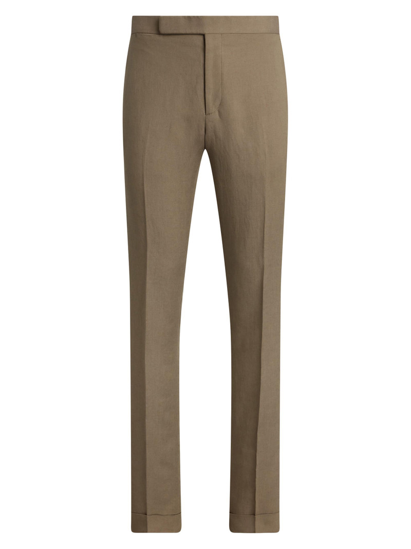Men's Silk-Linen Slim Trousers - Taupe 1
