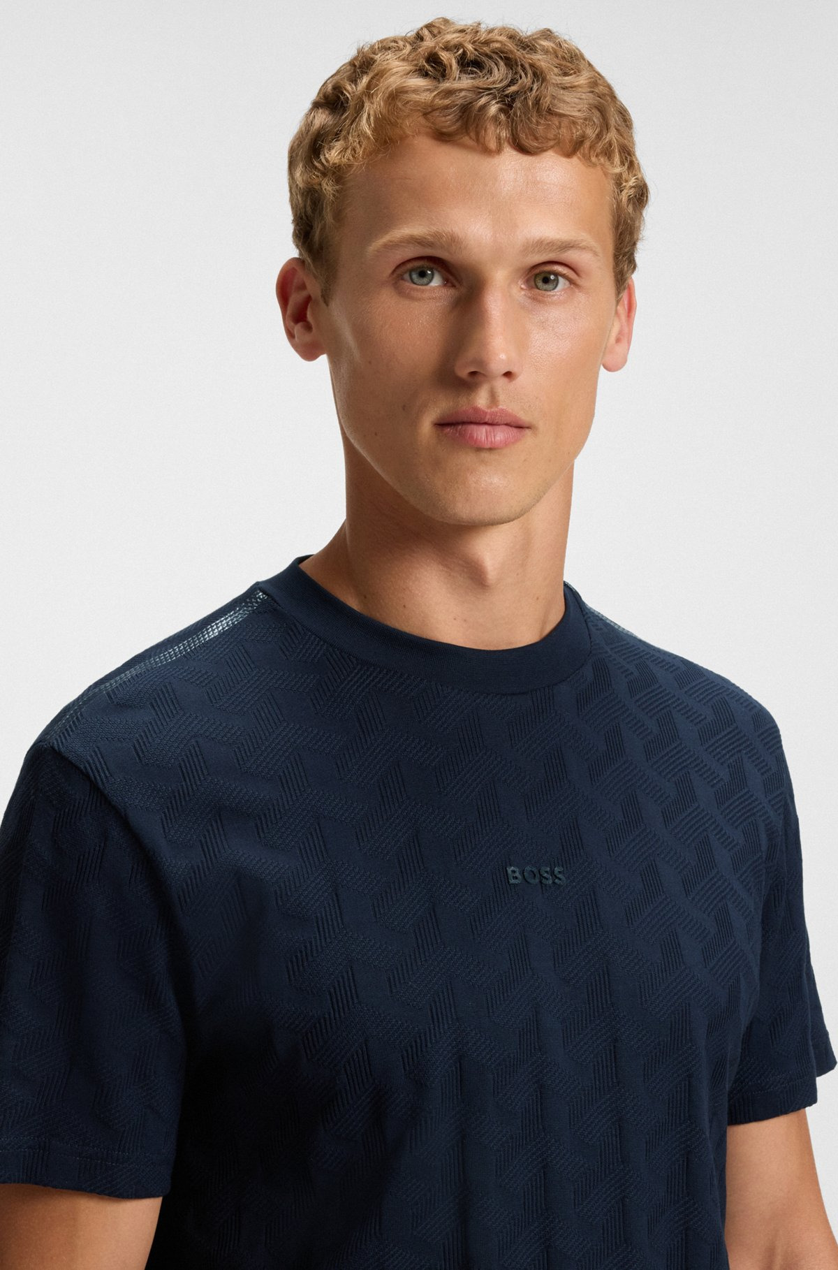 COTTON T-SHIRT WITH JACQUARD PATTERN - 3