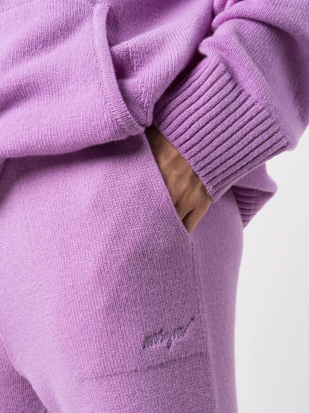 merino-blend knitted track pants - 5