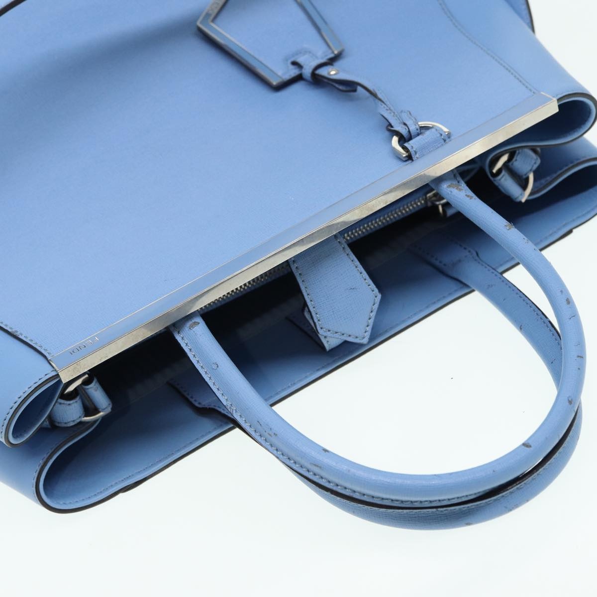 FENDI Hand Bag Leather Blue - 6
