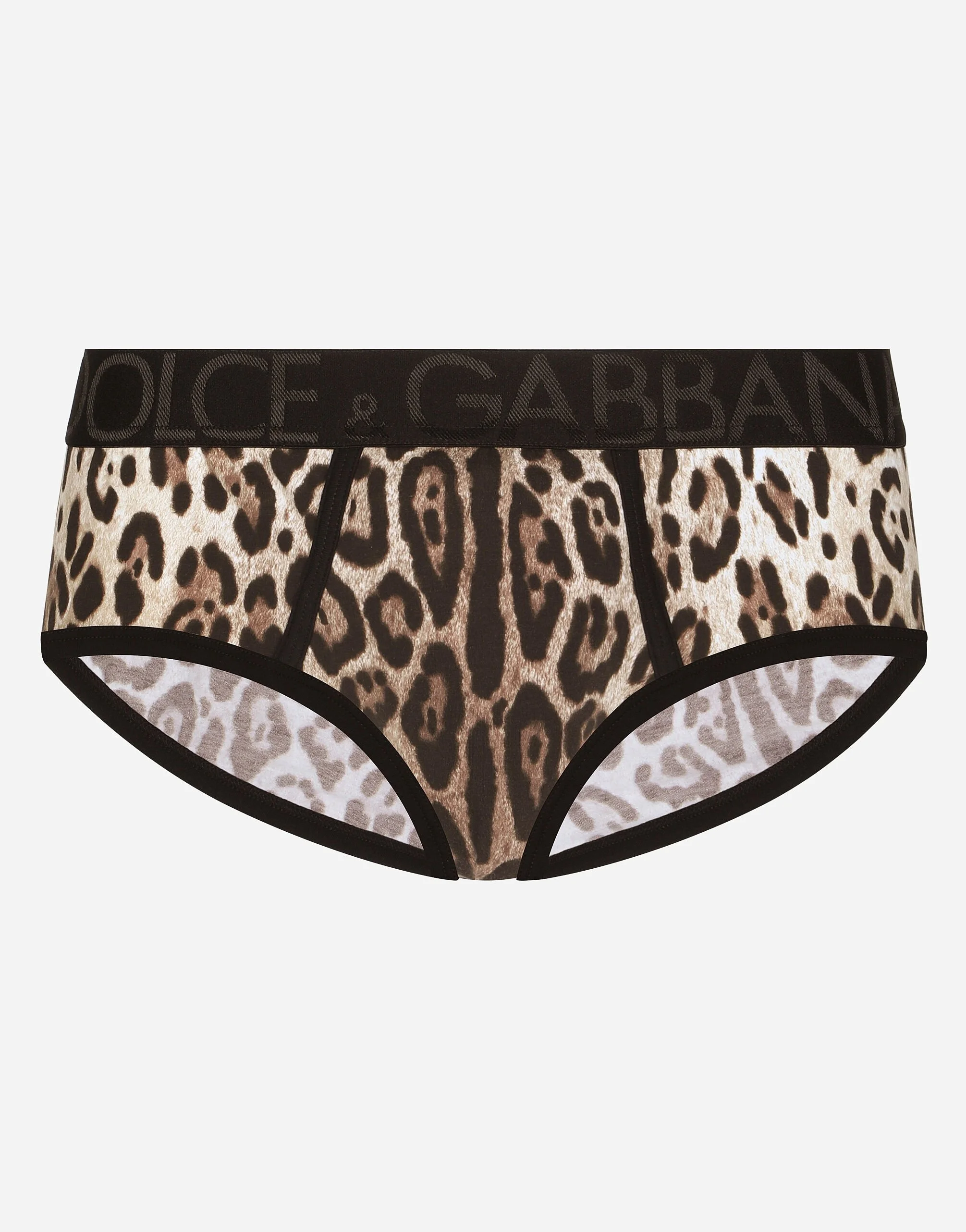 Two-way stretch jersey Brando briefs with leopard print - 1