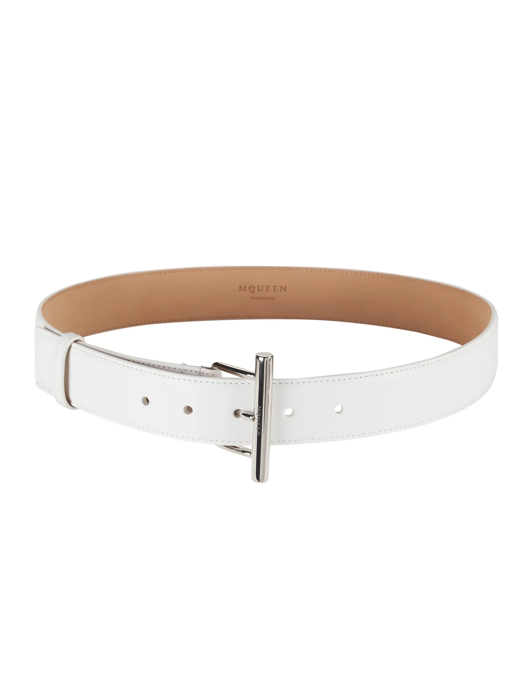 Women's Sling Leather Belt - Ivory Silver - 1