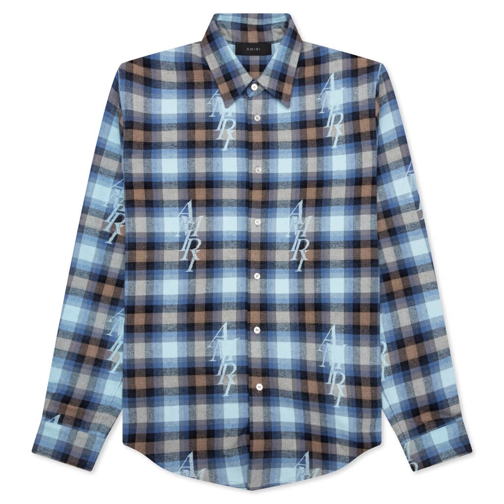 STAGGERED PLAID FLANNEL - LEGION BLUE - 1