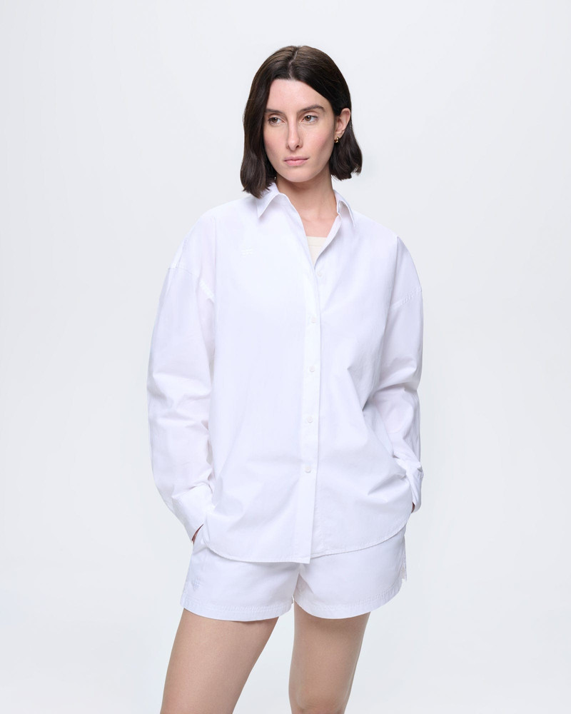 PANGAIA Womens Cotton Poplin Overshirt - Off-White outlook