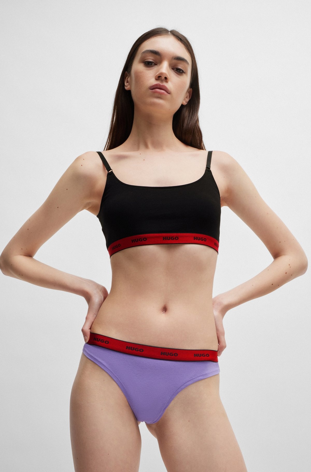 THREE-PACK OF STRETCH-COTTON THONG BRIEFS WITH LOGOS - 6