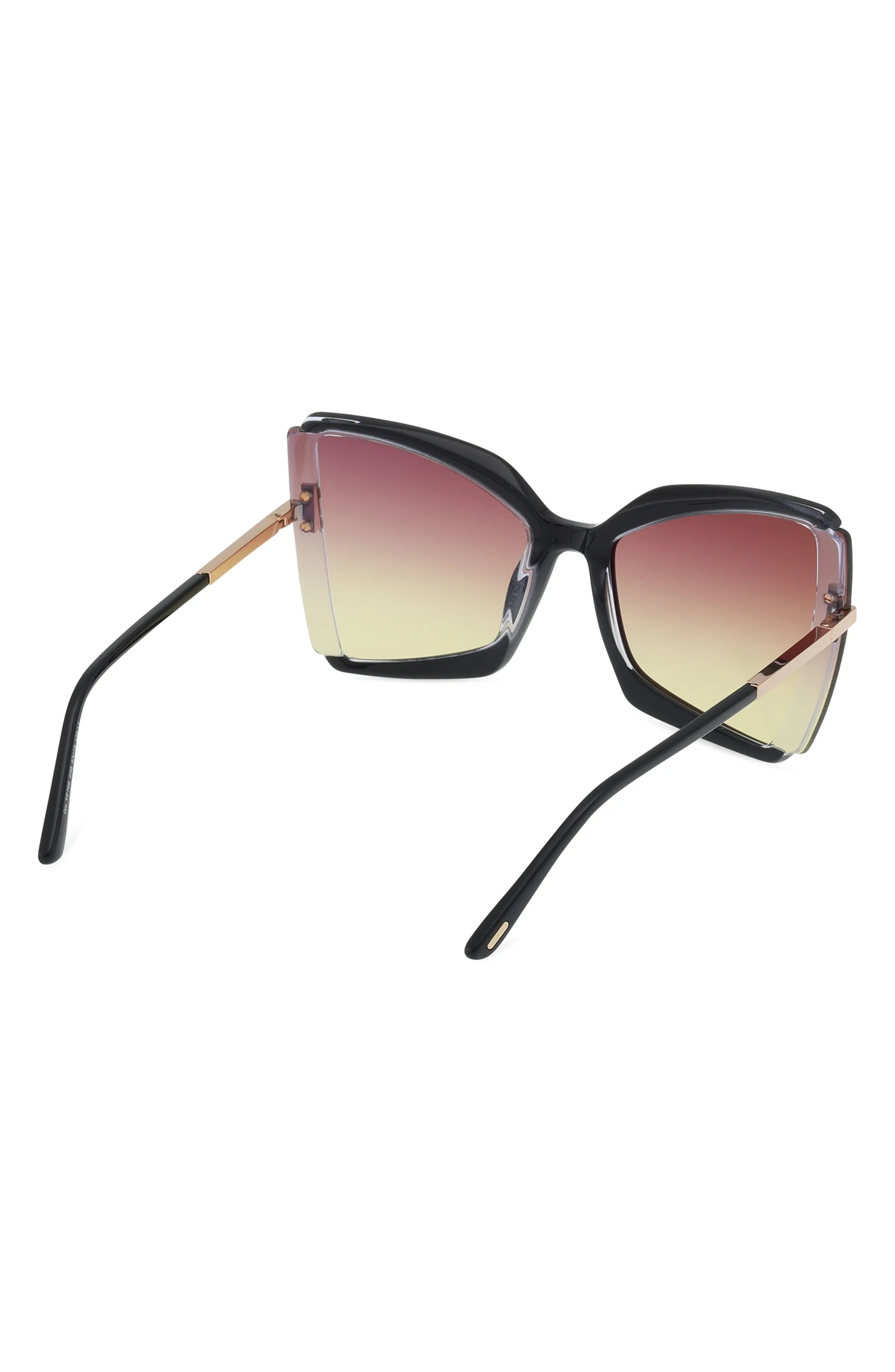 Gia 63mm Oversize Butterfly Sunglasses in Black & Crystal /Sunset - 4