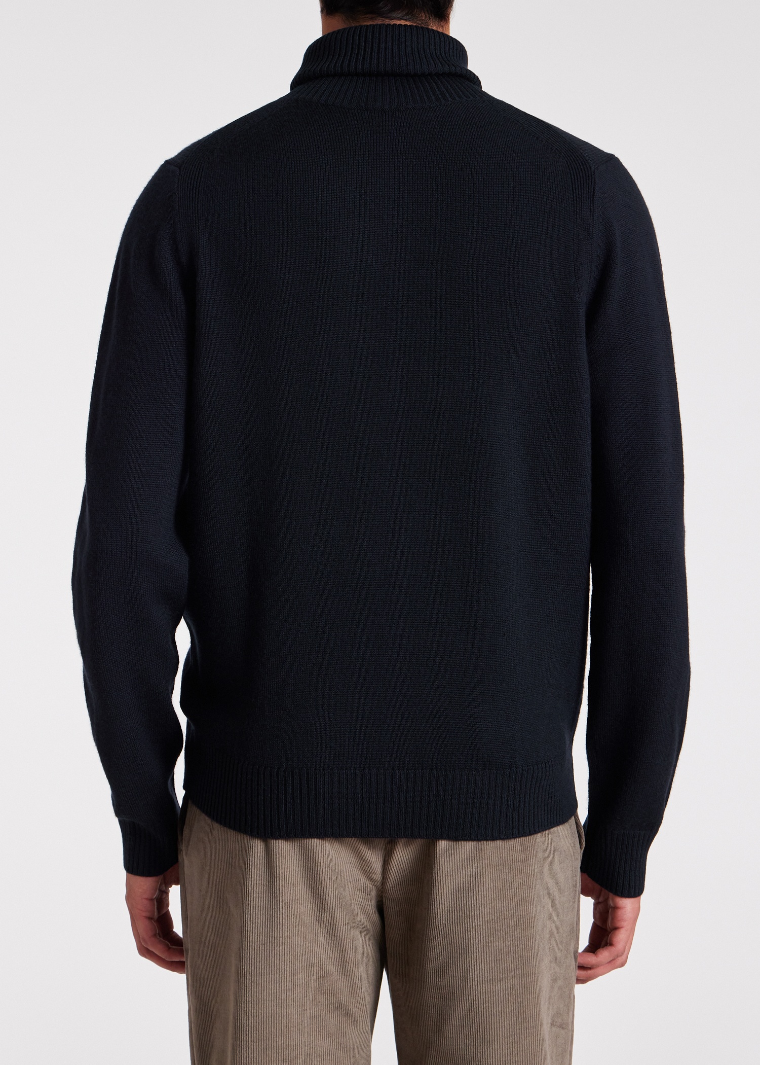 Dark Navy Merino Wool Roll Neck Sweater - 4
