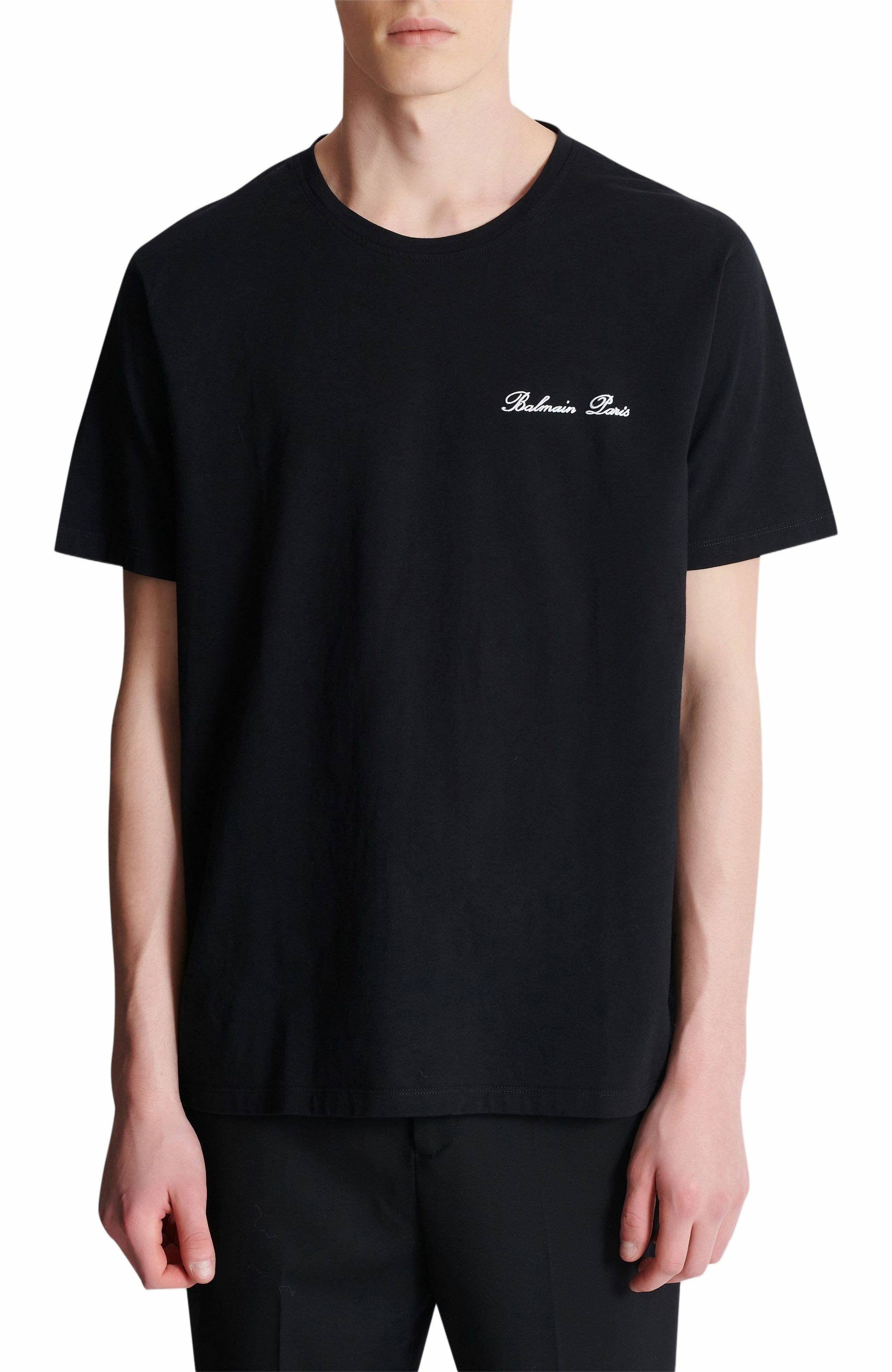 Embroidered Balmain Signature T-shirt in Black at Nordstrom - 8