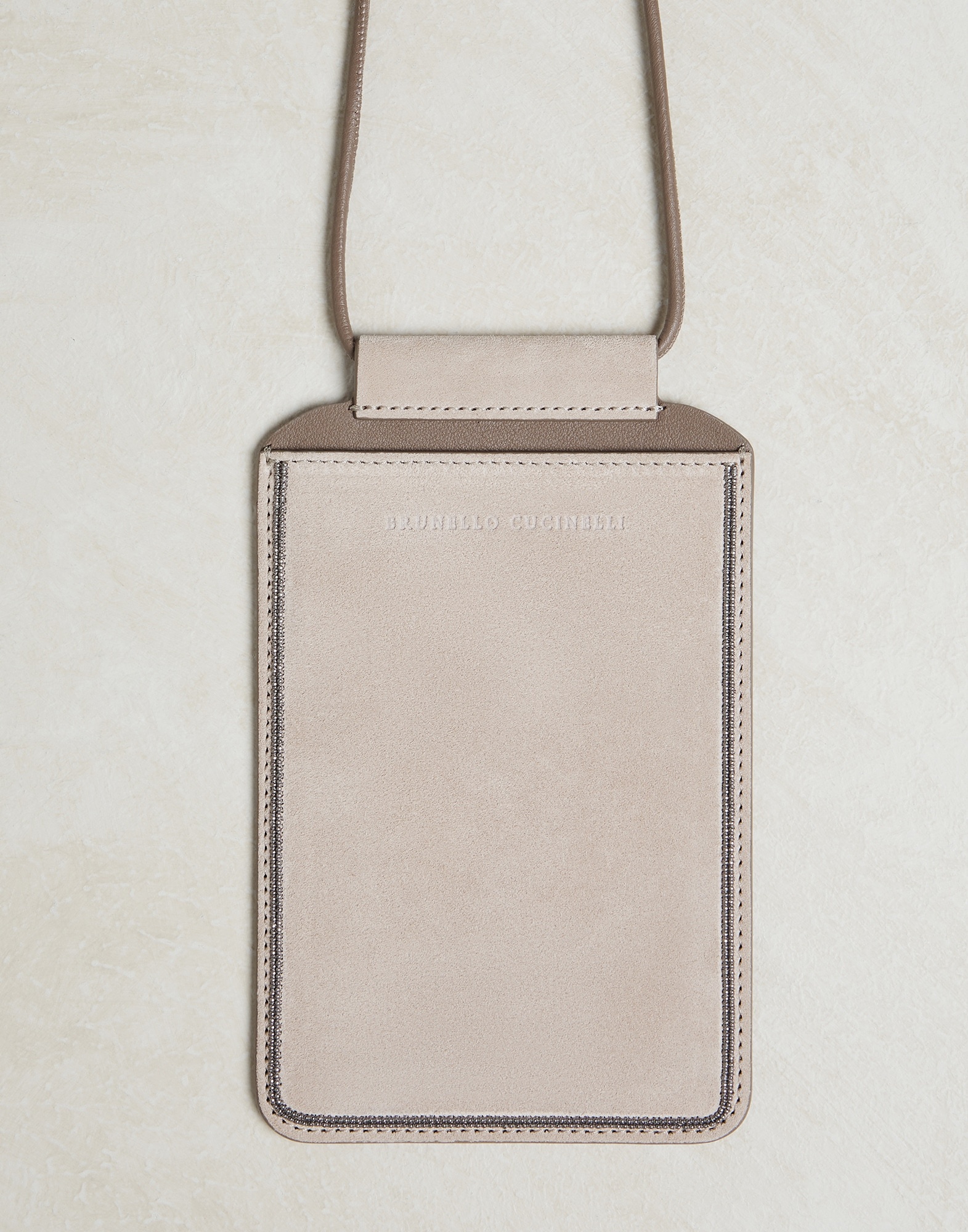 Suede phone bag with shiny trim - 1