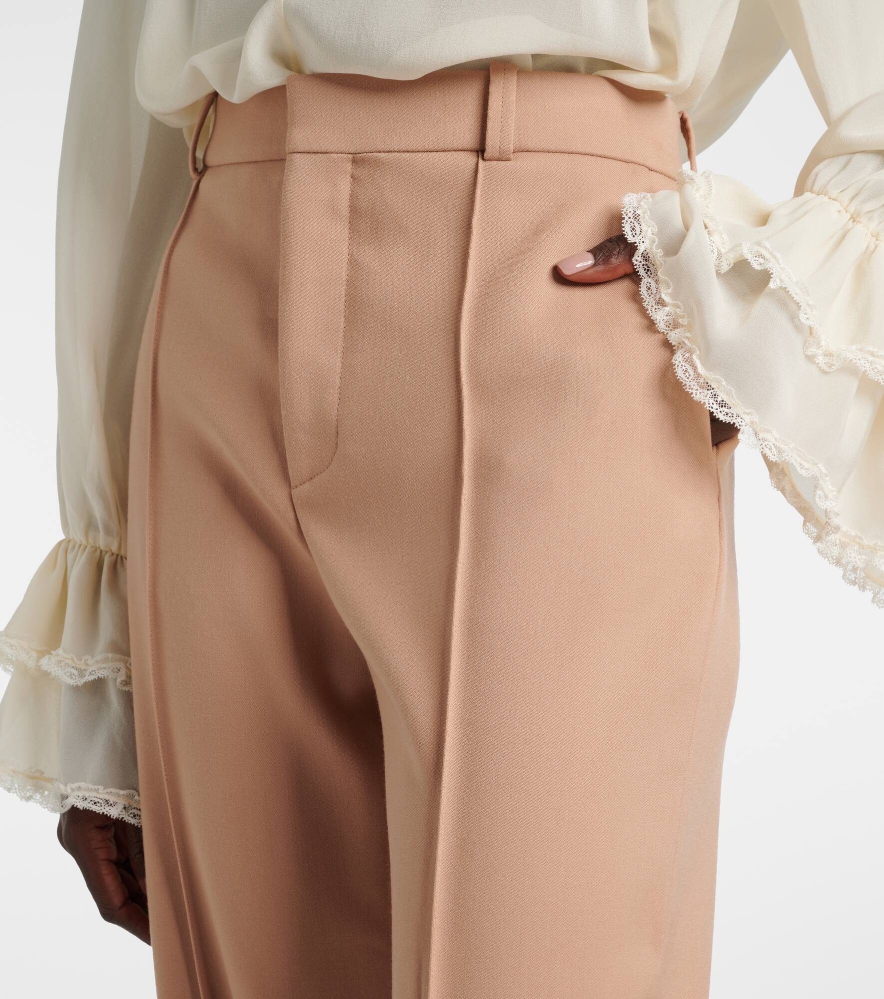 High-rise wool straight pants - 4