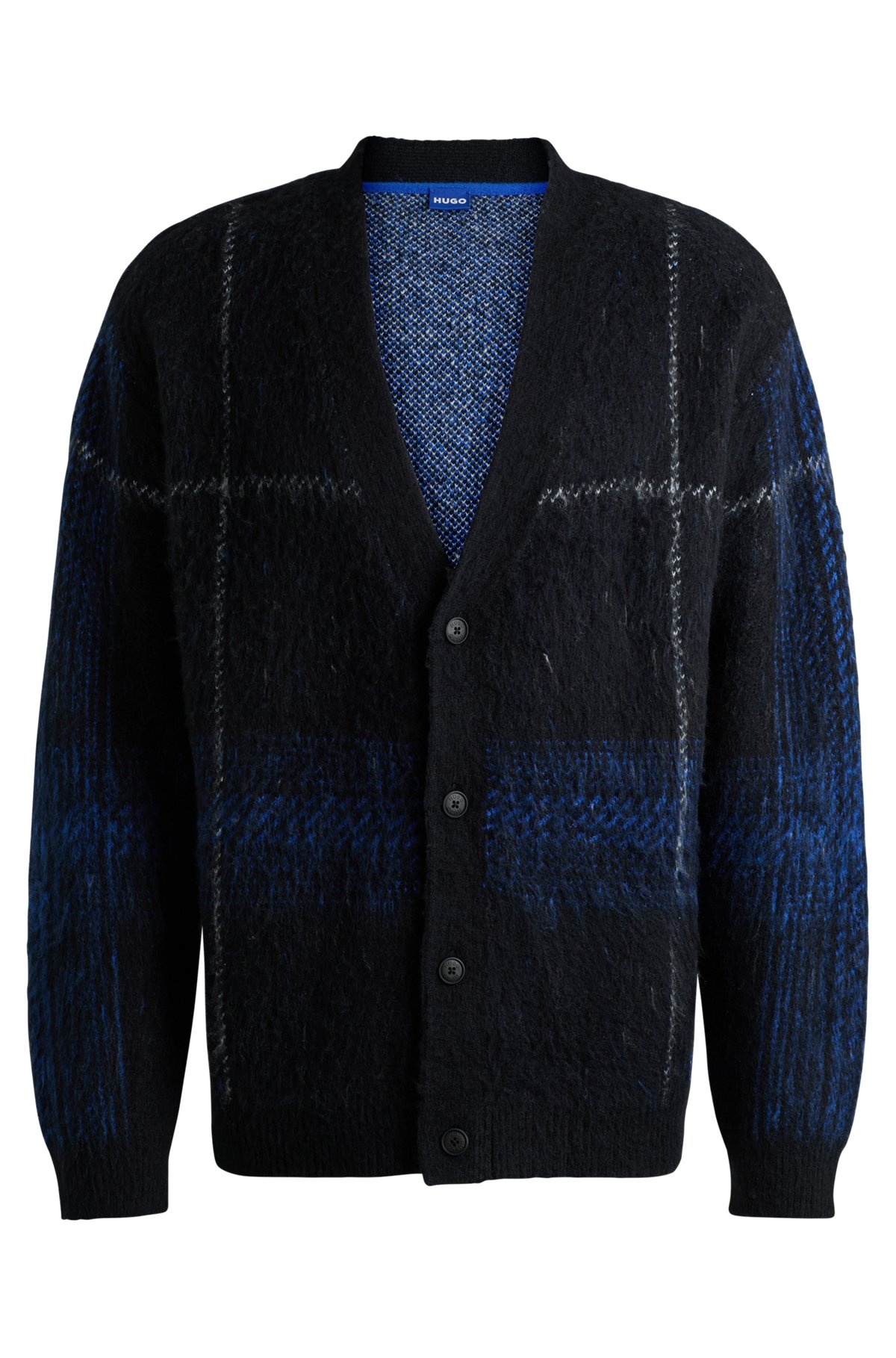 GLEN-CHECK CARDIGAN WITH BRUSHED FINISH - 1