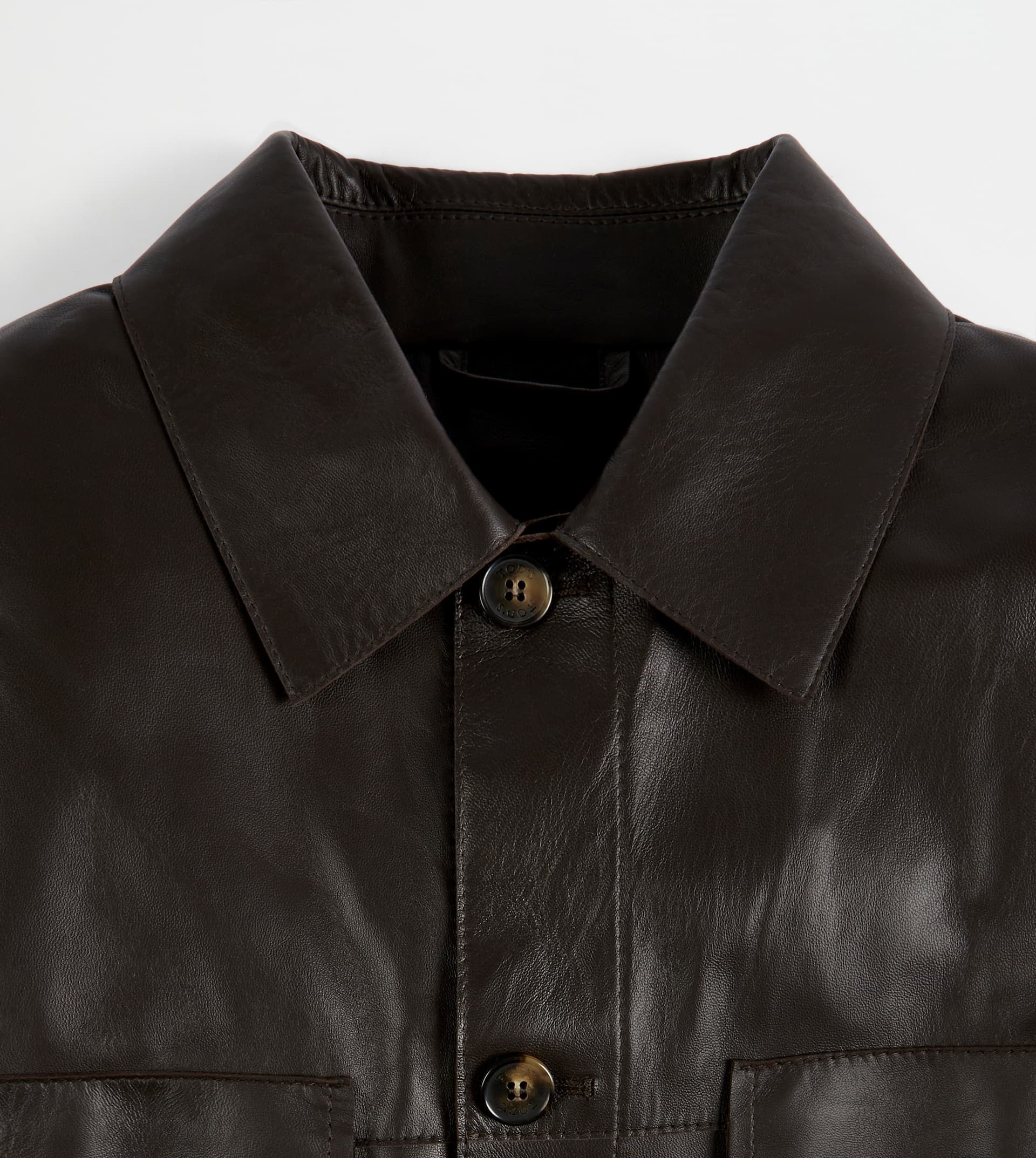 OVER SHIRT IN NAPPA LEATHER - BROWN - 8