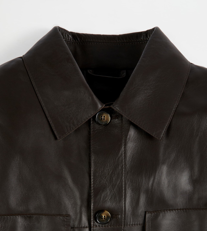 OVER SHIRT IN NAPPA LEATHER - BROWN 8