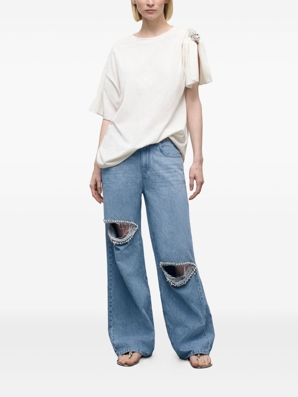 crystal-embellished pocket jeans - 2