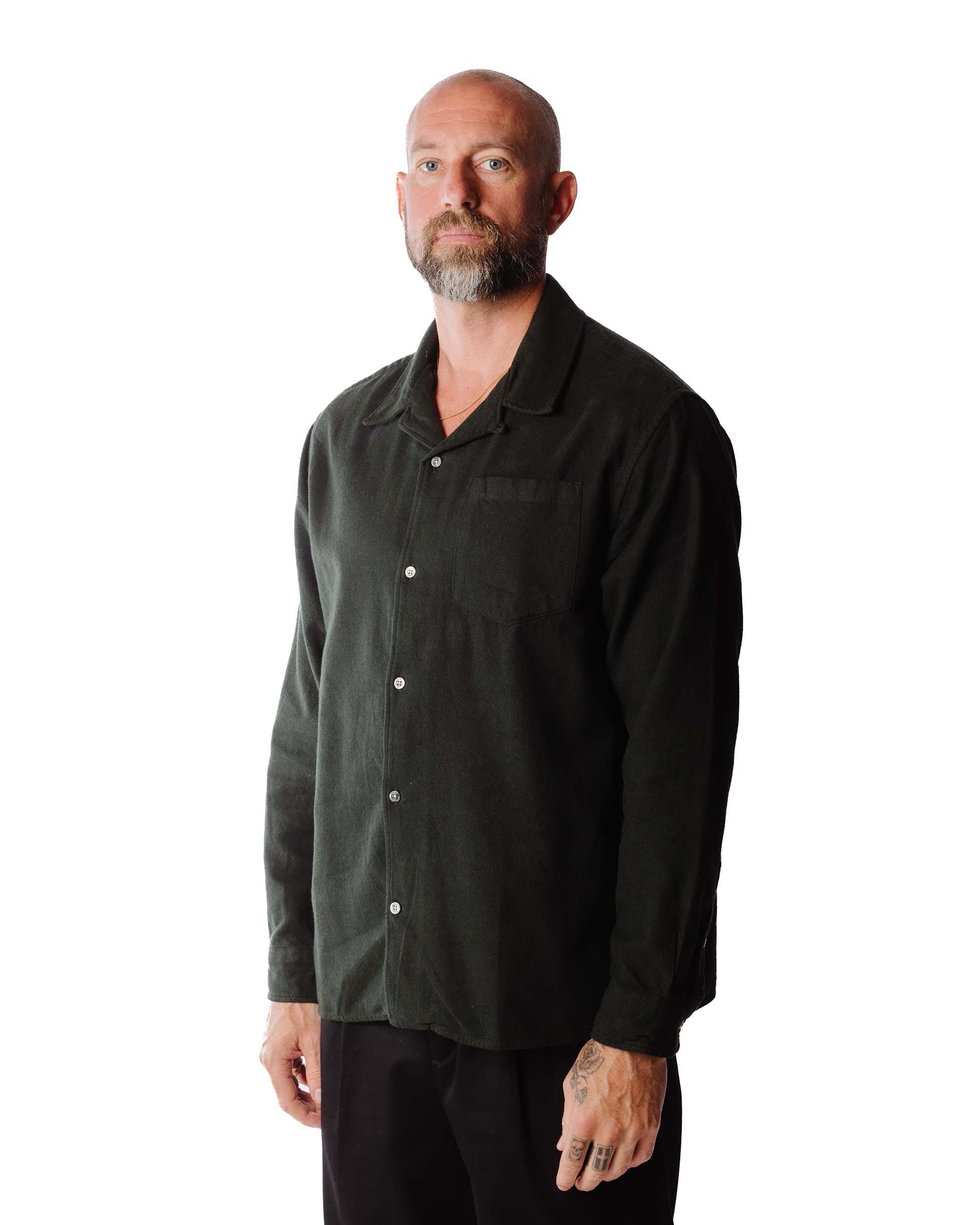 Carsten Organic Flannel Shirt LS Dark Green - 3