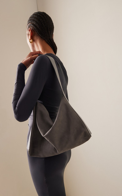 ST. AGNI Soft Form Leather & Suede Shoulder Bag grey outlook