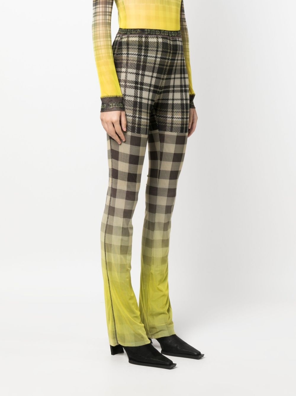 checked straight-leg trousers - 3