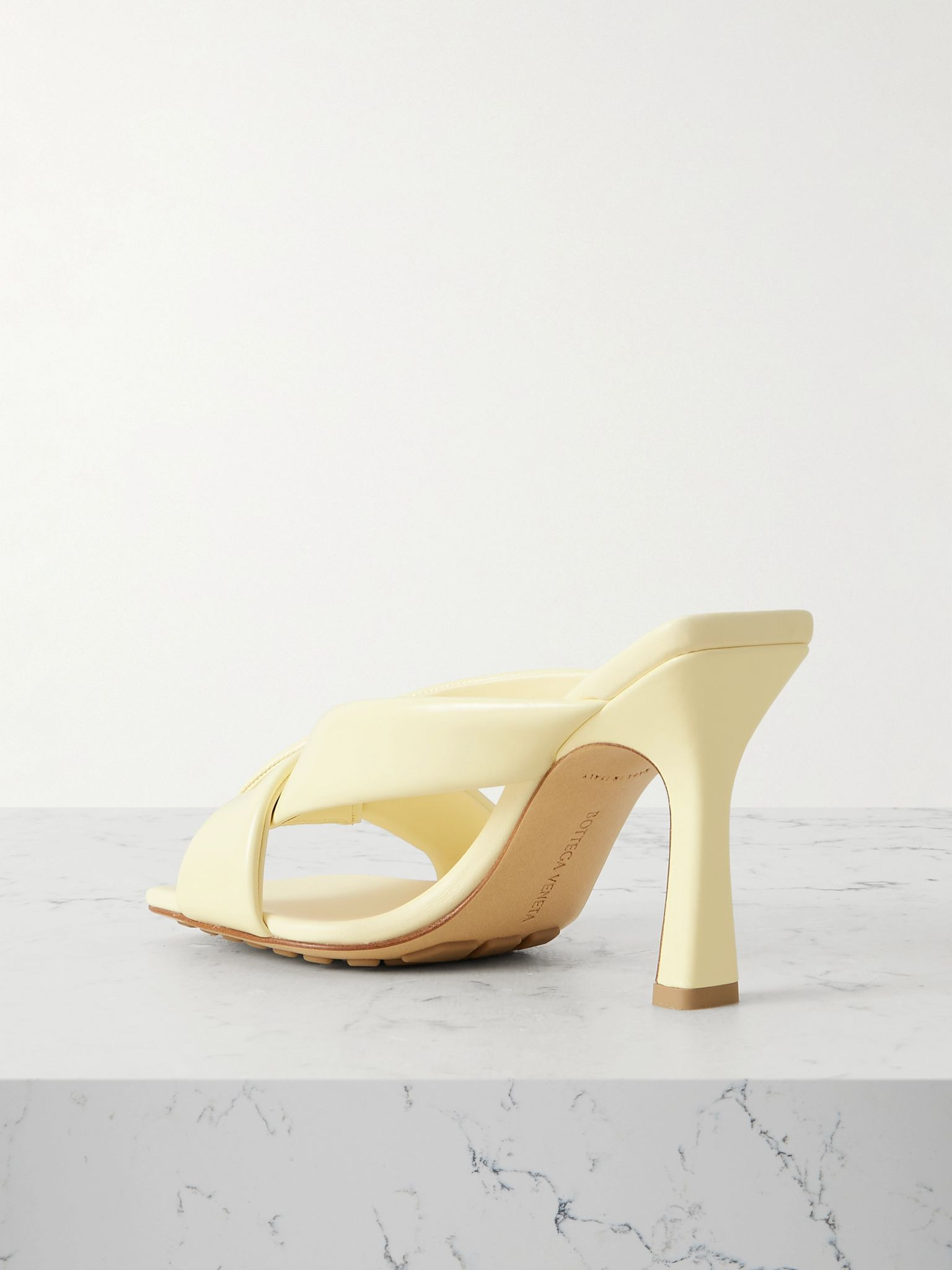 Riva padded glossed-leather mules Yellow - 3