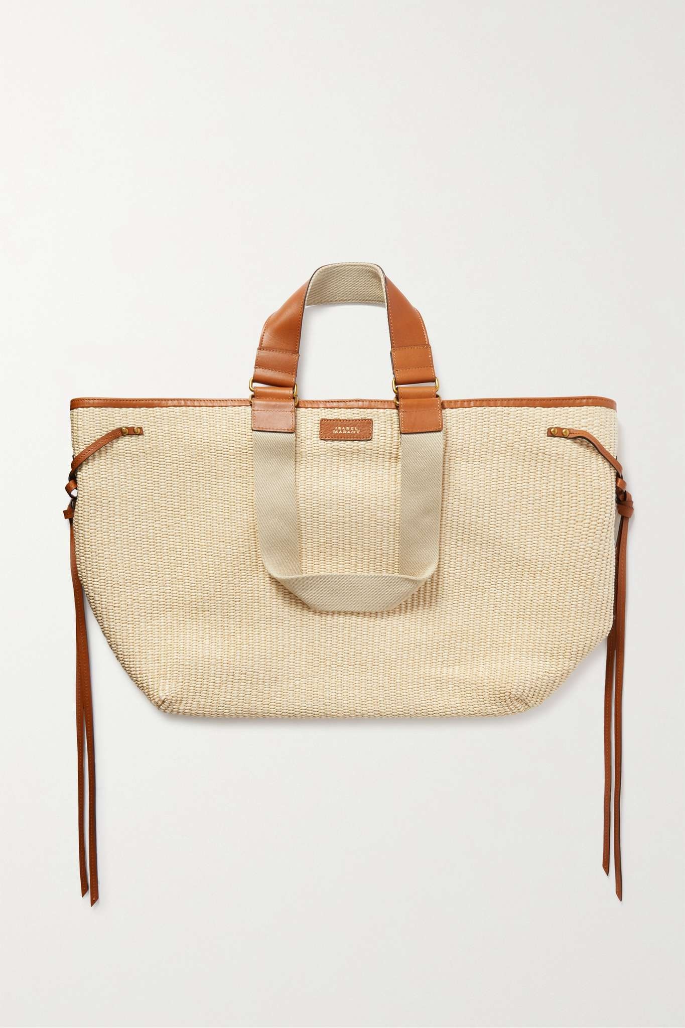 Wardy leather-trimmed raffia tote - 1