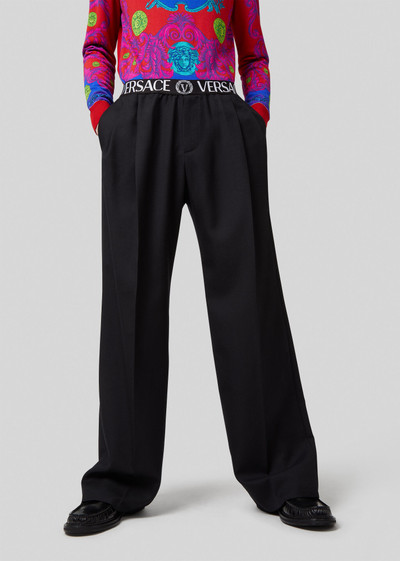 VERSACE Logo Band Wool Gabardine Trousers outlook