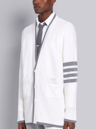 Thom Browne White Fine Merino Wool Oversized V-Neck Cardigan outlook