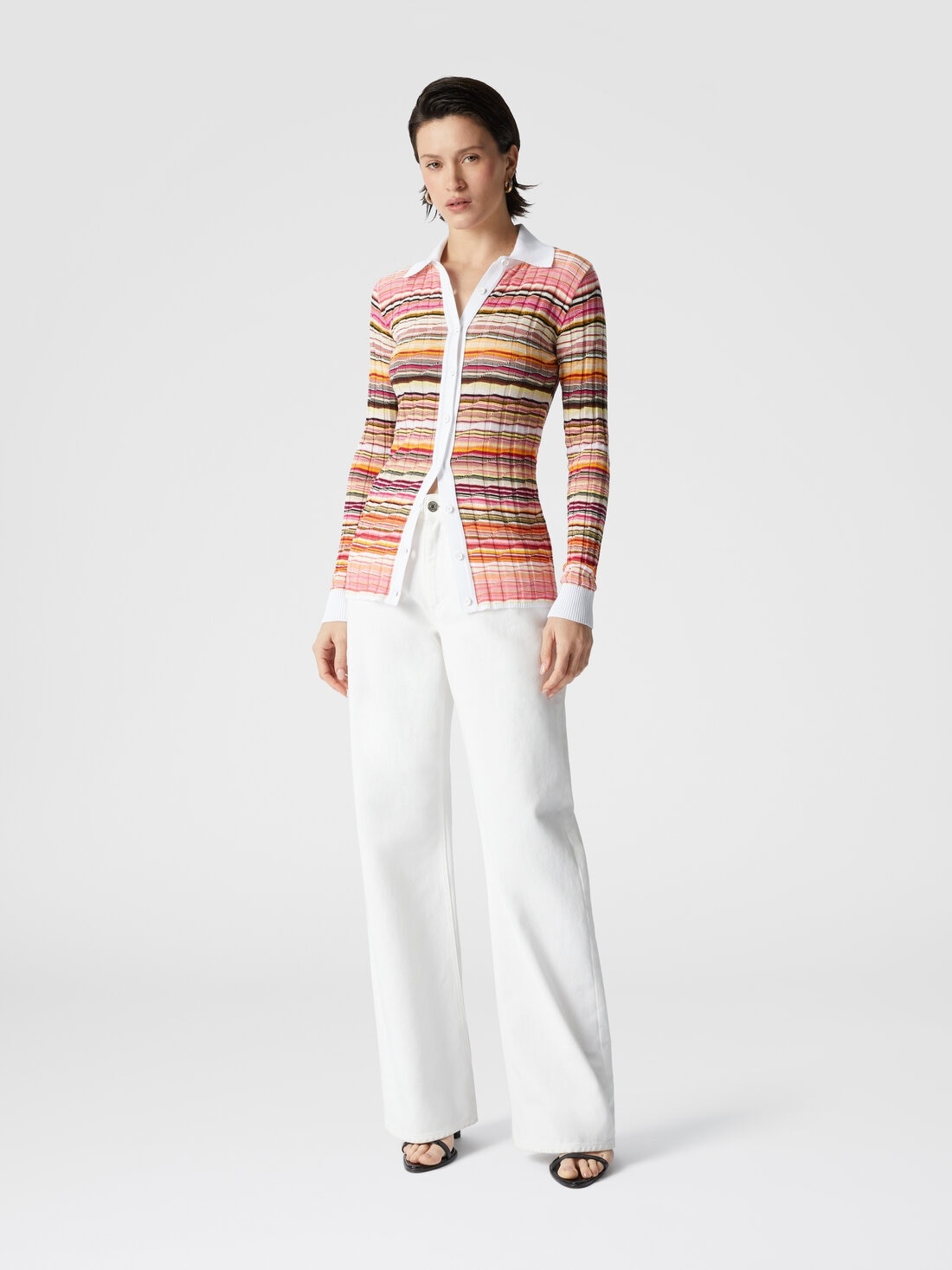 Striped cotton and viscose ribbed shirt with contrasting trim - 2