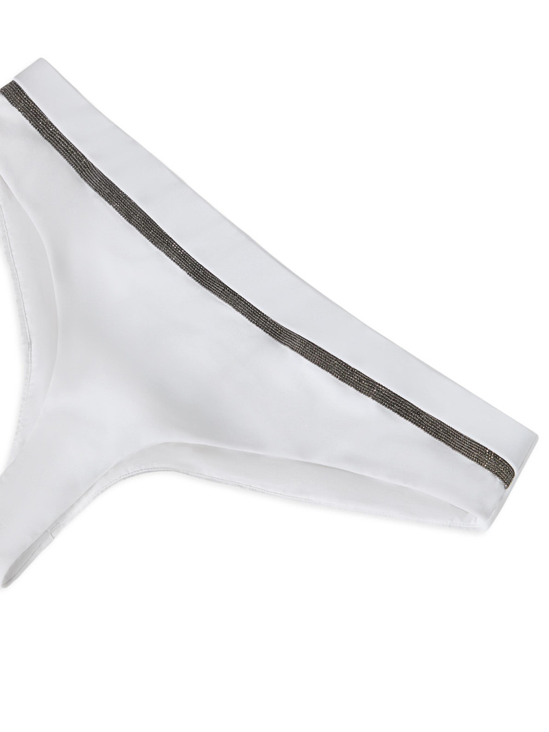 Women's Techno Jersey Bikini Bottoms with Monili - White 4