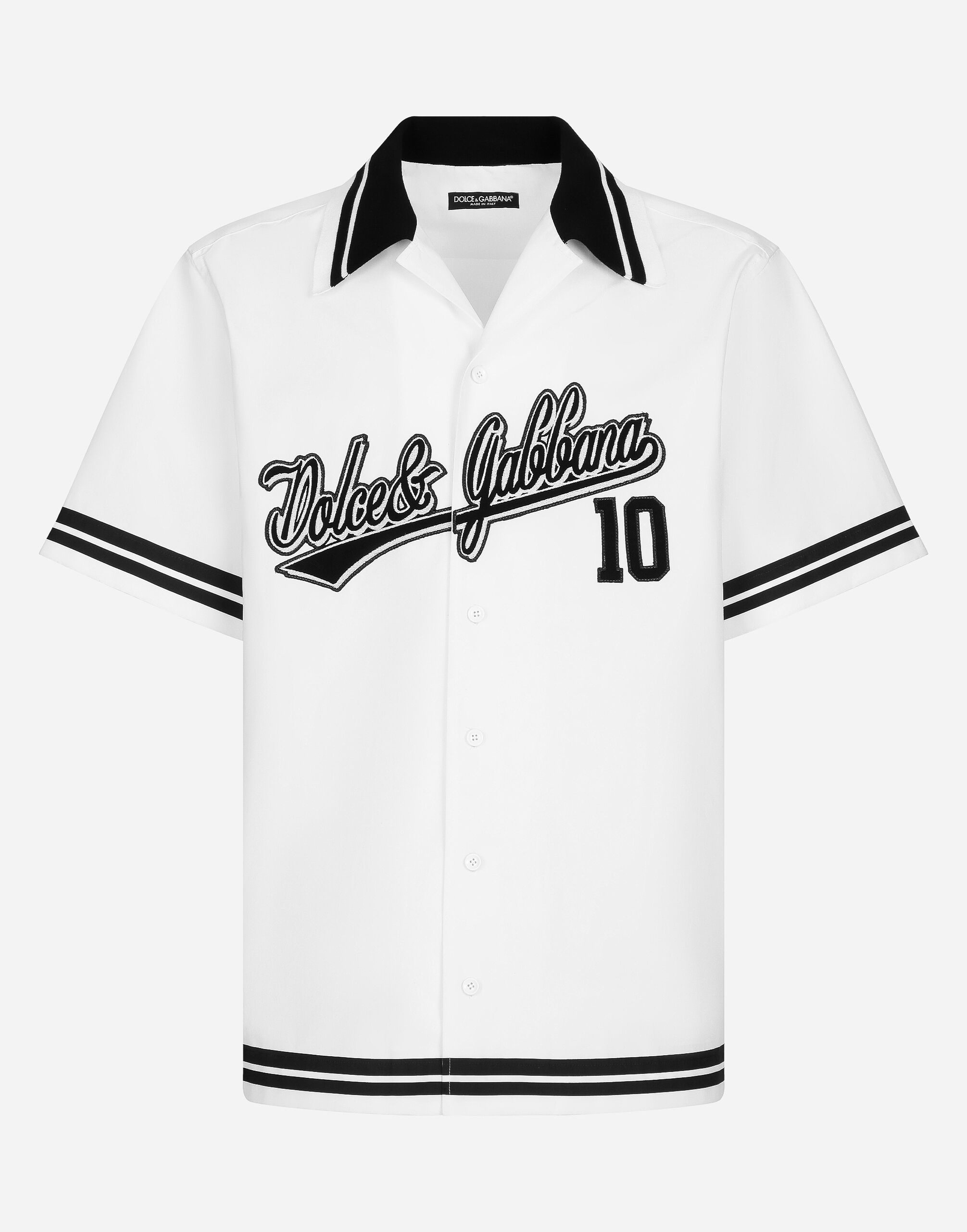 Cotton Hawaiian shirt with Dolce&Gabbana logo - 1